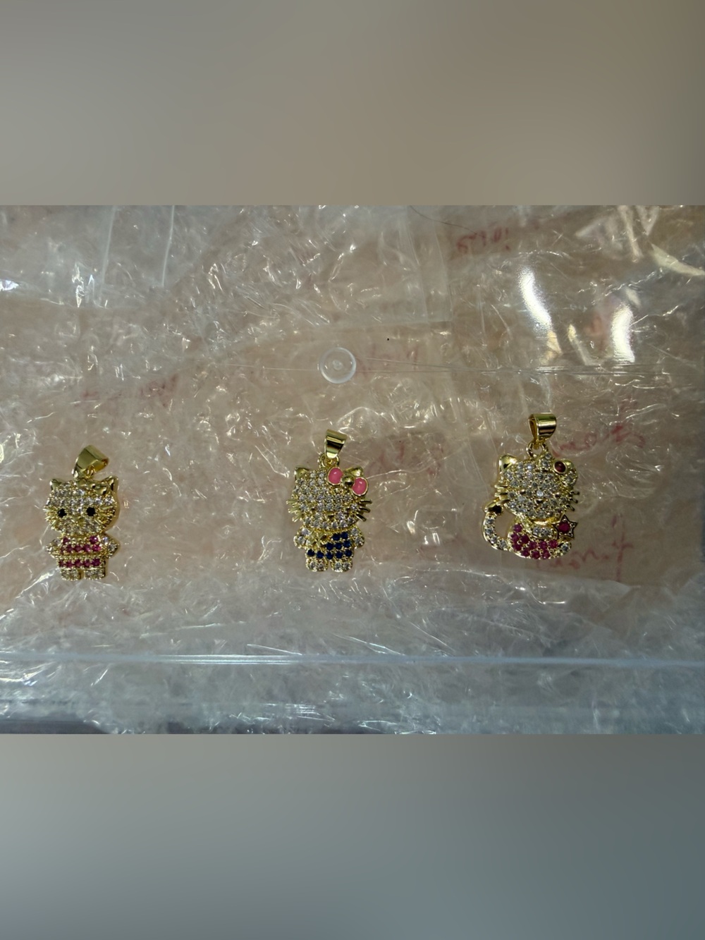 Gold-Tone Crystal Hello Kitty Pendant/Necklace Charm - Choose 1